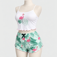 Floral Women Summer Sexy Short Sleepwear 2 Piece