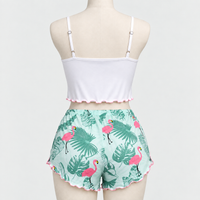 Floral Women Summer Sexy Short Sleepwear 2 Piece