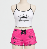 Floral Women Summer Sexy Short Sleepwear 2 Piece