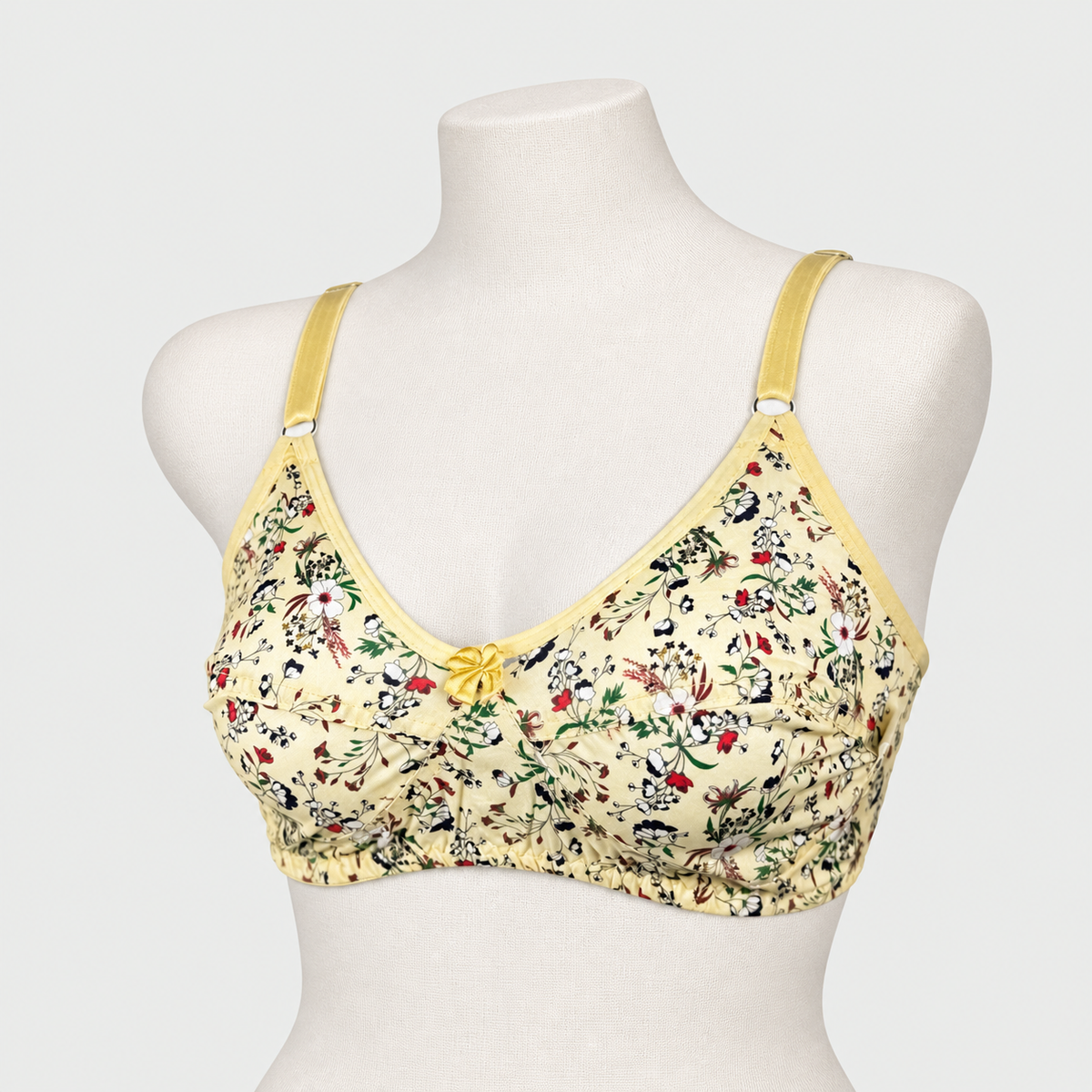 Plus Size Flower Printed Soft Cotton Basic Daily Wear Bra