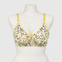 Plus Size Flower Printed Soft Cotton Basic Daily Wear Bra