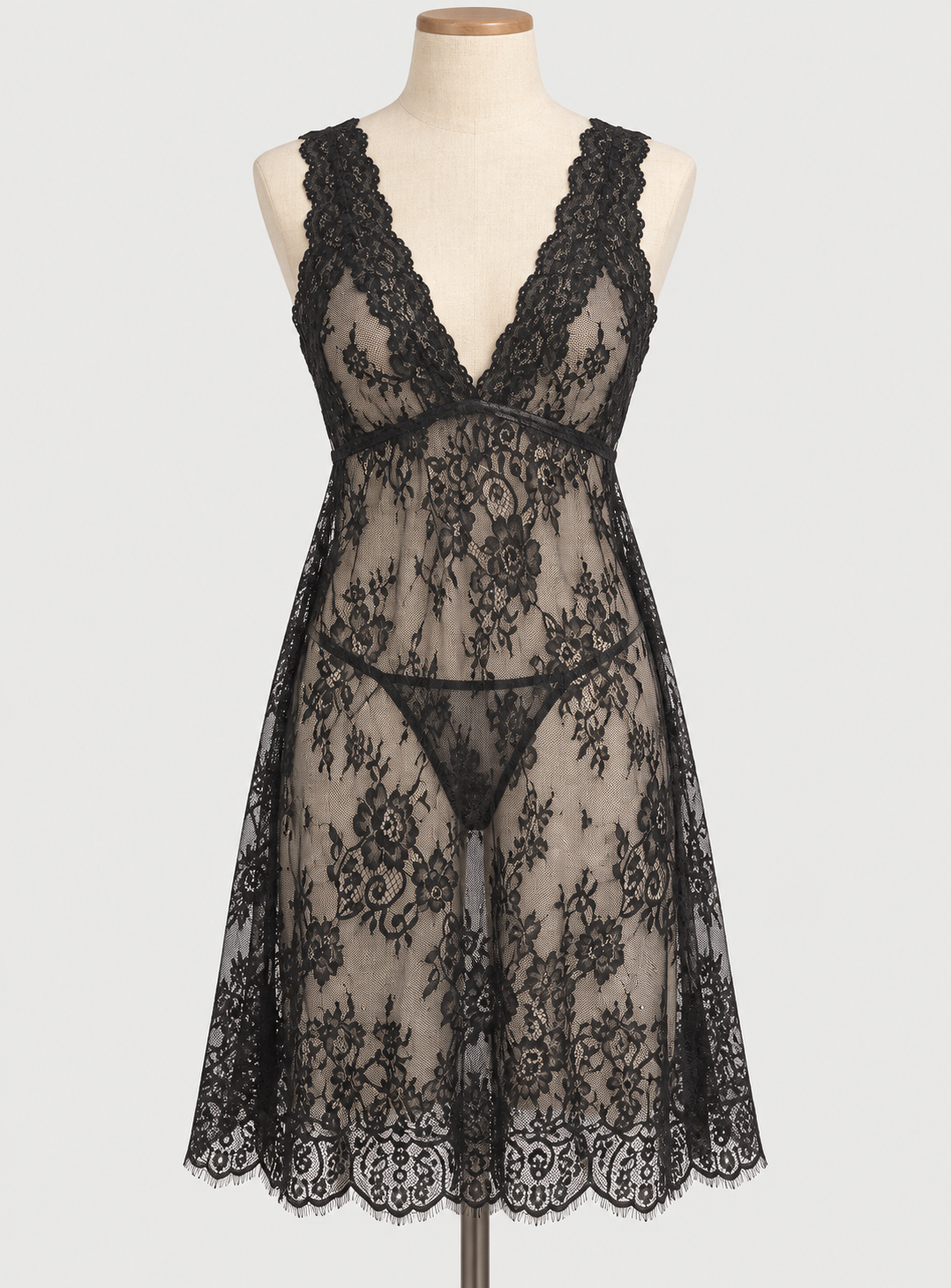 One Piece Net Nighty With V Shape Panty