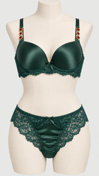 Luxury Thin Pad Silk Bra Set with Embellished Stones