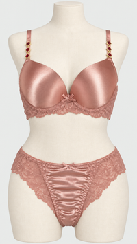 Luxury Thin Pad Silk Bra Set with Embellished Stones