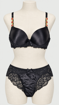 Luxury Thin Pad Silk Bra Set with Embellished Stones