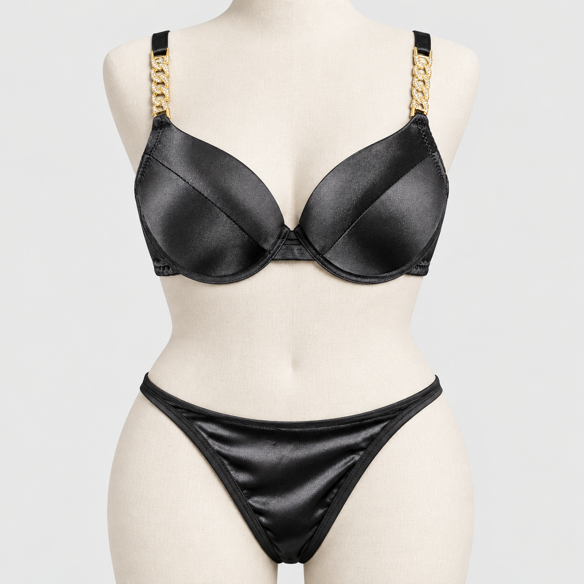 Intimate Silk Bra Panty Set with Stylish Buckle