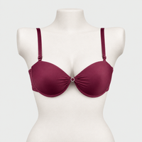 Convertible Padded Push-Up Underwired Bra, Strapless with Front Ring
