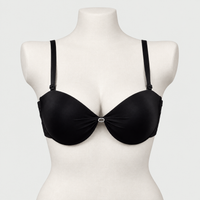 Convertible Padded Push-Up Underwired Bra, Strapless with Front Ring