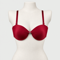 Convertible Padded Push-Up Underwired Bra, Strapless with Front Ring