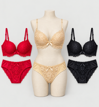 Elegant Bridal Soft Lace Push Up Bra and Panty Set