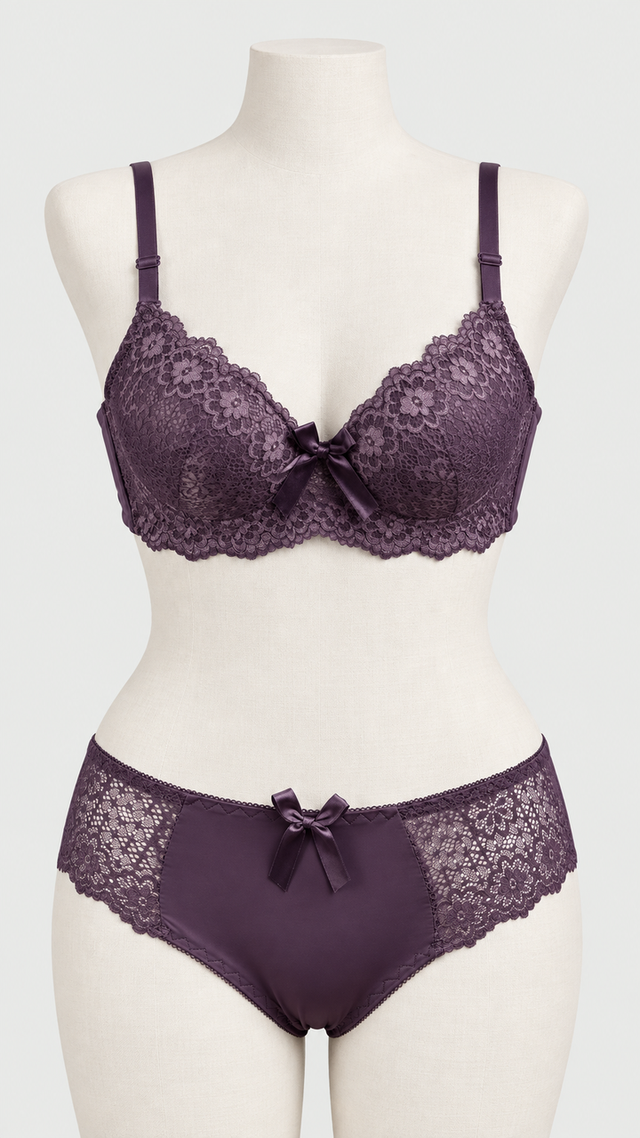 Premium Bridal Lace Bra and Panty Set with Light Foam Padding