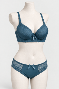 Bridal Lace Padded Push Up Wired Bra with Matching Underwear