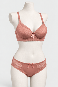Bridal Lace Padded Push Up Wired Bra with Matching Underwear