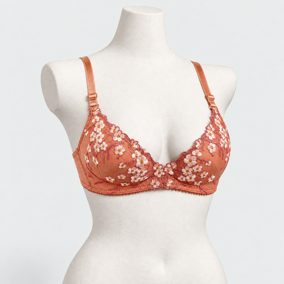 Bridal Embroidered Floral Bra with Light Foam