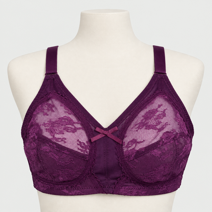 Plus Size Full Coverage Lacy Net Bra Soft & Breathable