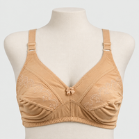 Plus Size Cotton Bra with Lace Embroidery