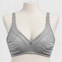 Plus Size Cotton Bra with Lace Embroidery