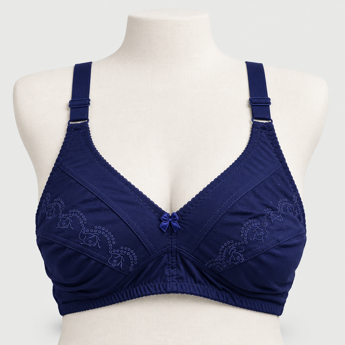 Plus Size Cotton Bra with Lace Embroidery