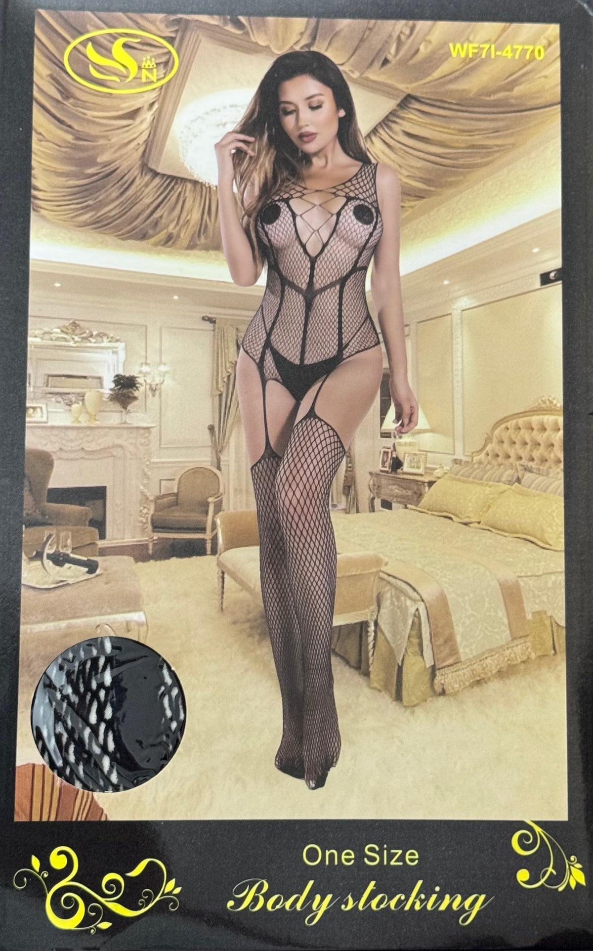 Diamond Net Garter Style Full Bodystocking