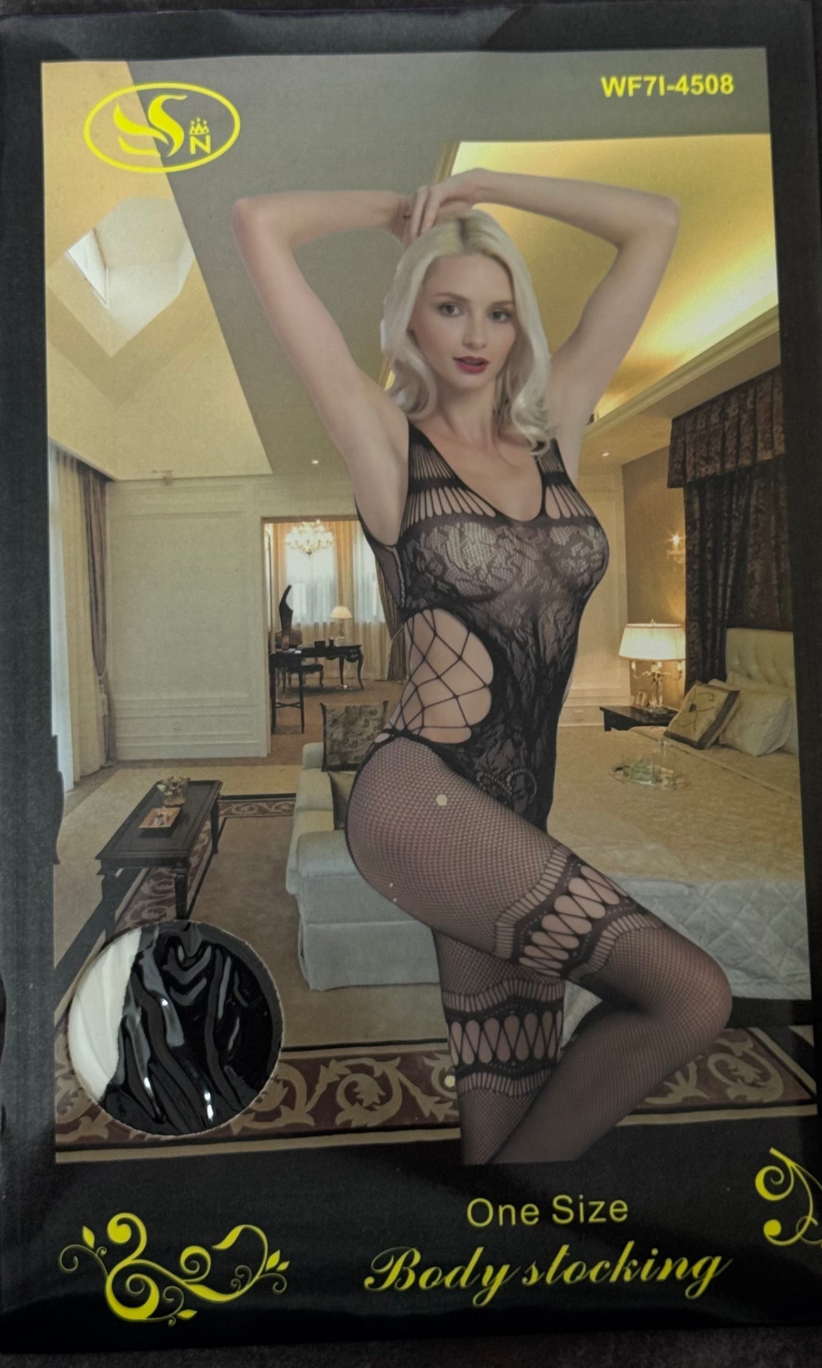 Floral Lace Side Cut-Out Fishnet Bodystocking