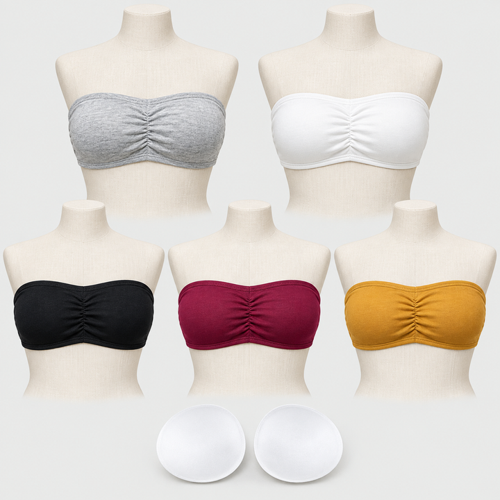 Strapless Wireless Padded Bra with Removable Pads