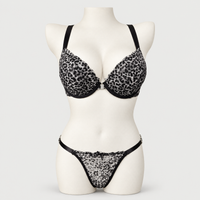 Sexy Secret Front Open Cheetah Printed Padded Bra Panty Set