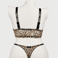 Sexy Secret Front Open Cheetah Printed Padded Bra Panty Set