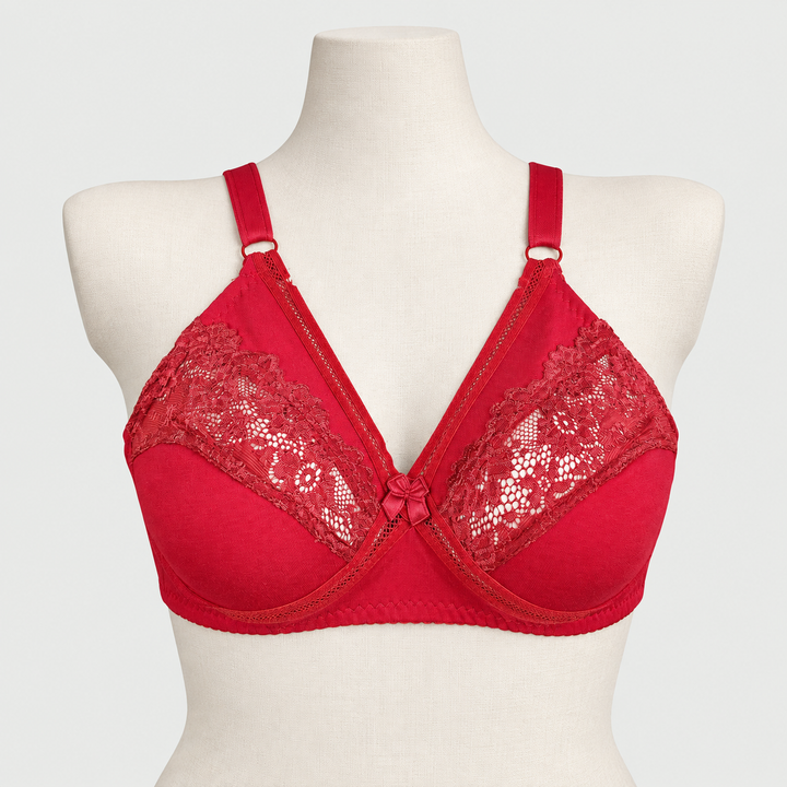 Cotton Spandex Half Cup Lace with Net Daily Wear Bra