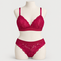 Premium Bridal Lace Padded Removable Bra with Same Lace Underwear