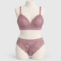Premium Bridal Lace Padded Removable Bra with Same Lace Underwear