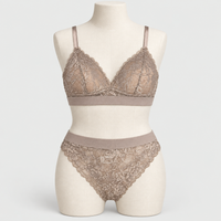 Premium Bridal Lace Padded Removable Bra with Same Lace Underwear