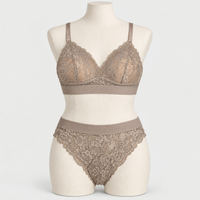 Premium Bridal Lace Padded Removable Bra with Same Lace Underwear