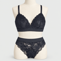 Premium Bridal Lace Padded Removable Bra with Same Lace Underwear