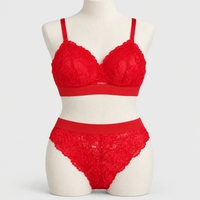 Premium Bridal Lace Padded Removable Bra with Same Lace Underwear