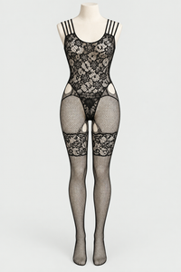 Multi Strap Shoulder Floral Lace Bodystocking