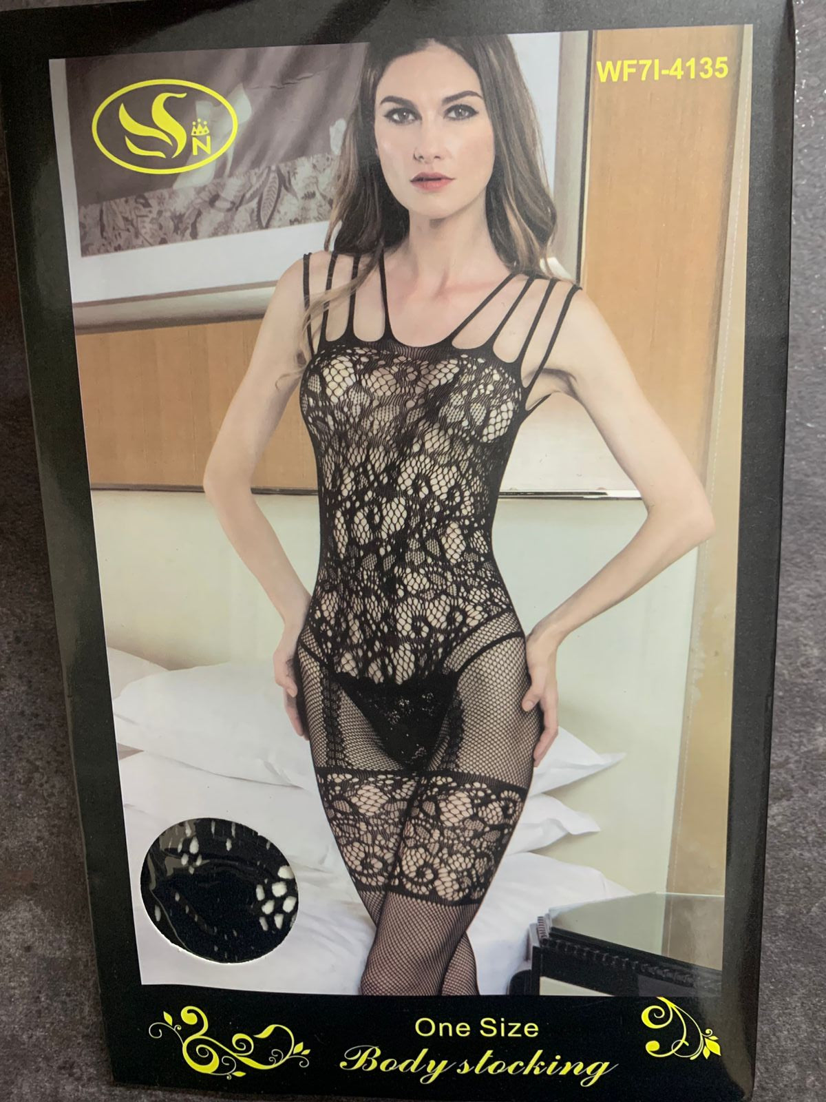 Multi Strap Shoulder Floral Lace Bodystocking