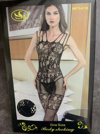 Multi Strap Shoulder Floral Lace Bodystocking