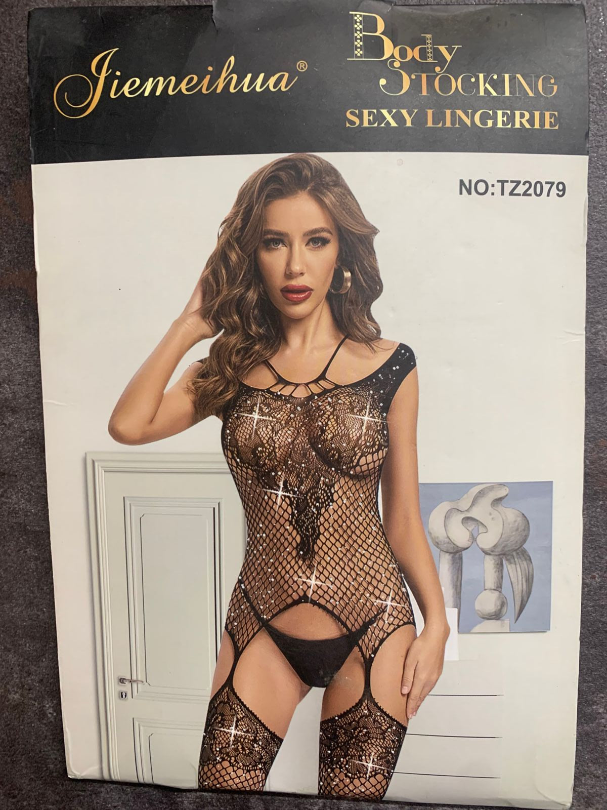Rhinestone Diamond Net Garter Bodystocking