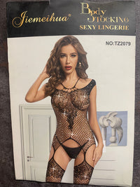 Rhinestone Diamond Net Garter Bodystocking