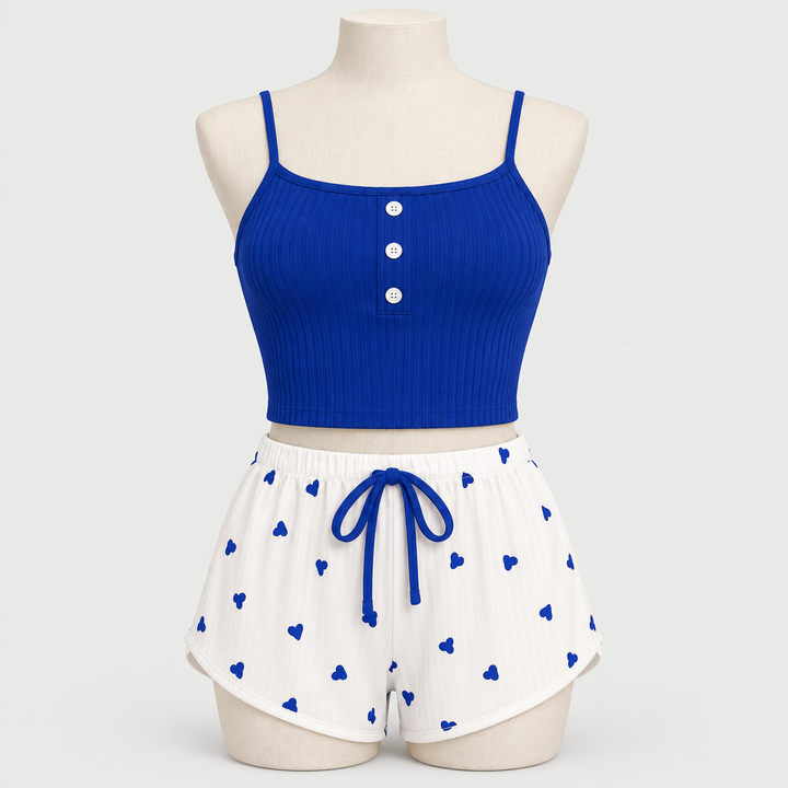 Premium Casual Pajamas Loungewear Two Piece Vest With Shorts