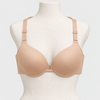 Butterfly Lace Back Front Open Bra, Skin, front view