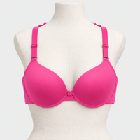 Butterfly Lace Back Front Open Bra, Pink, front view