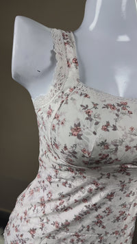 Floral Lace-Trim Padded Camisole with Removable Pads